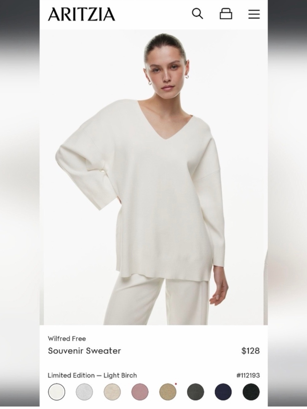 Wilfred V-Neck Sweater in Light Birch